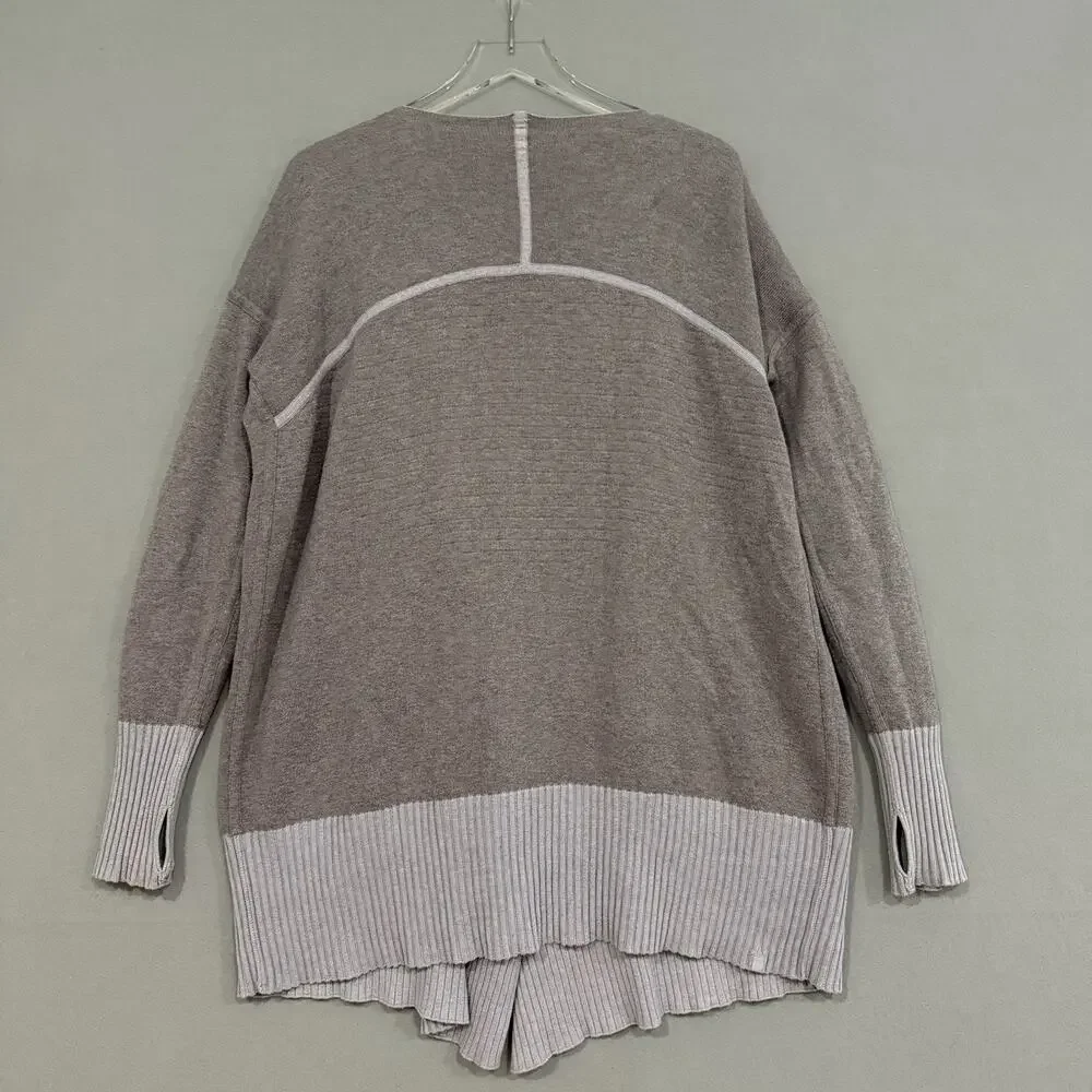 Lululemon Still Lotus Wrap Reversible Cardigan Size 12 Heather Lilac/Mulberry